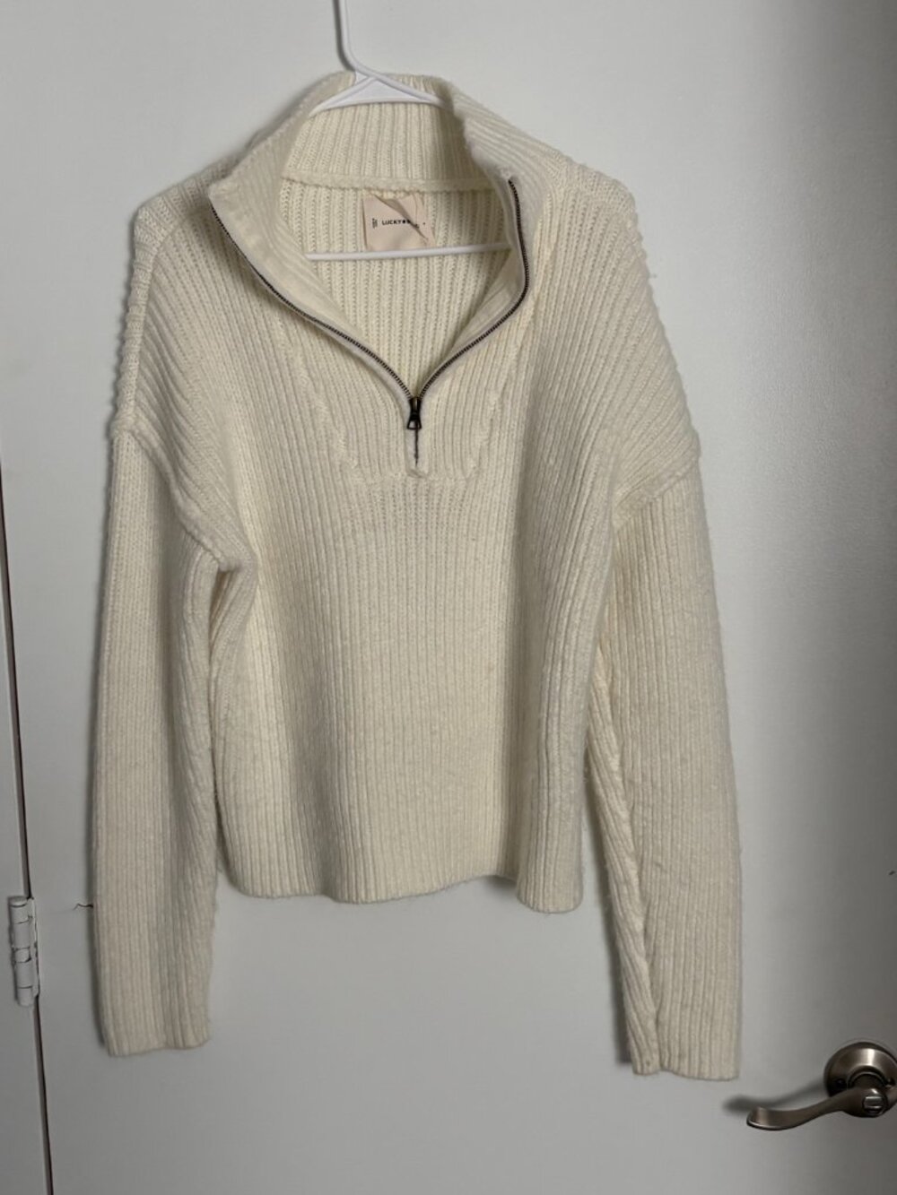 Cable Zip Mock Neck Sweater